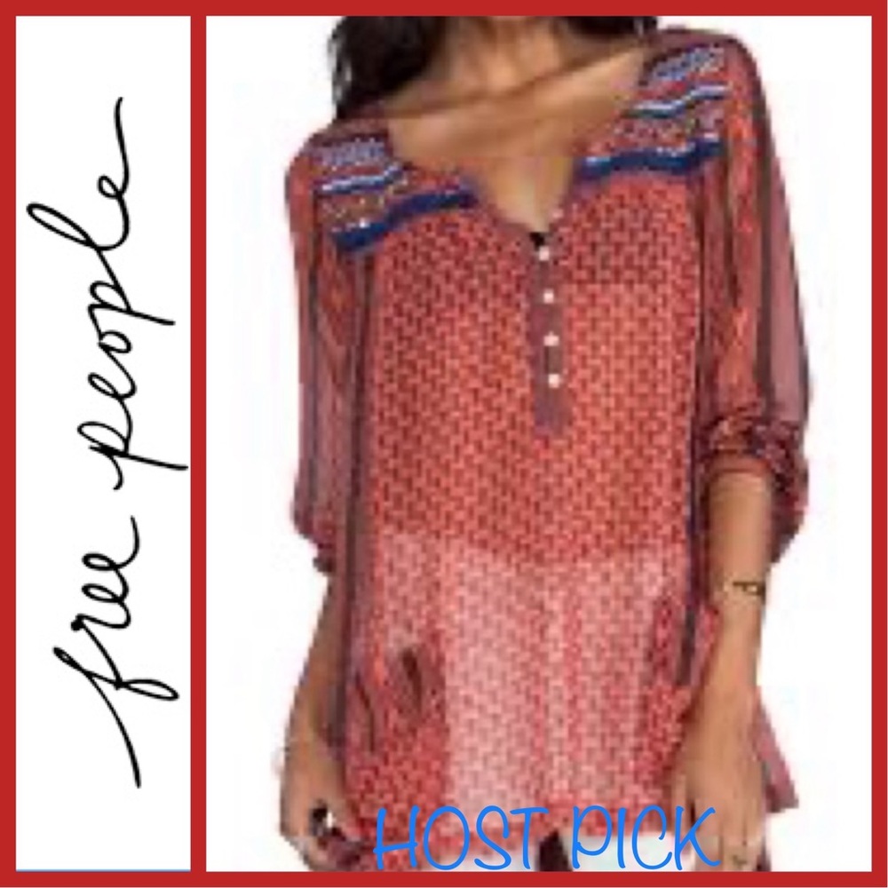 ๐ธNWT FREE PEOPLE BEADED BLOUSE - Picture 1 of 11